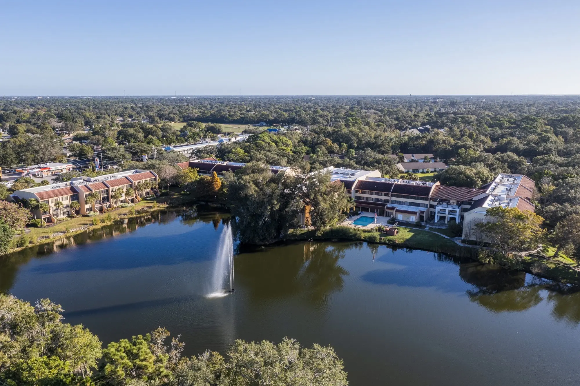 Bird's eye view of American House Sarasota, a senior community in Sarasota, Florida